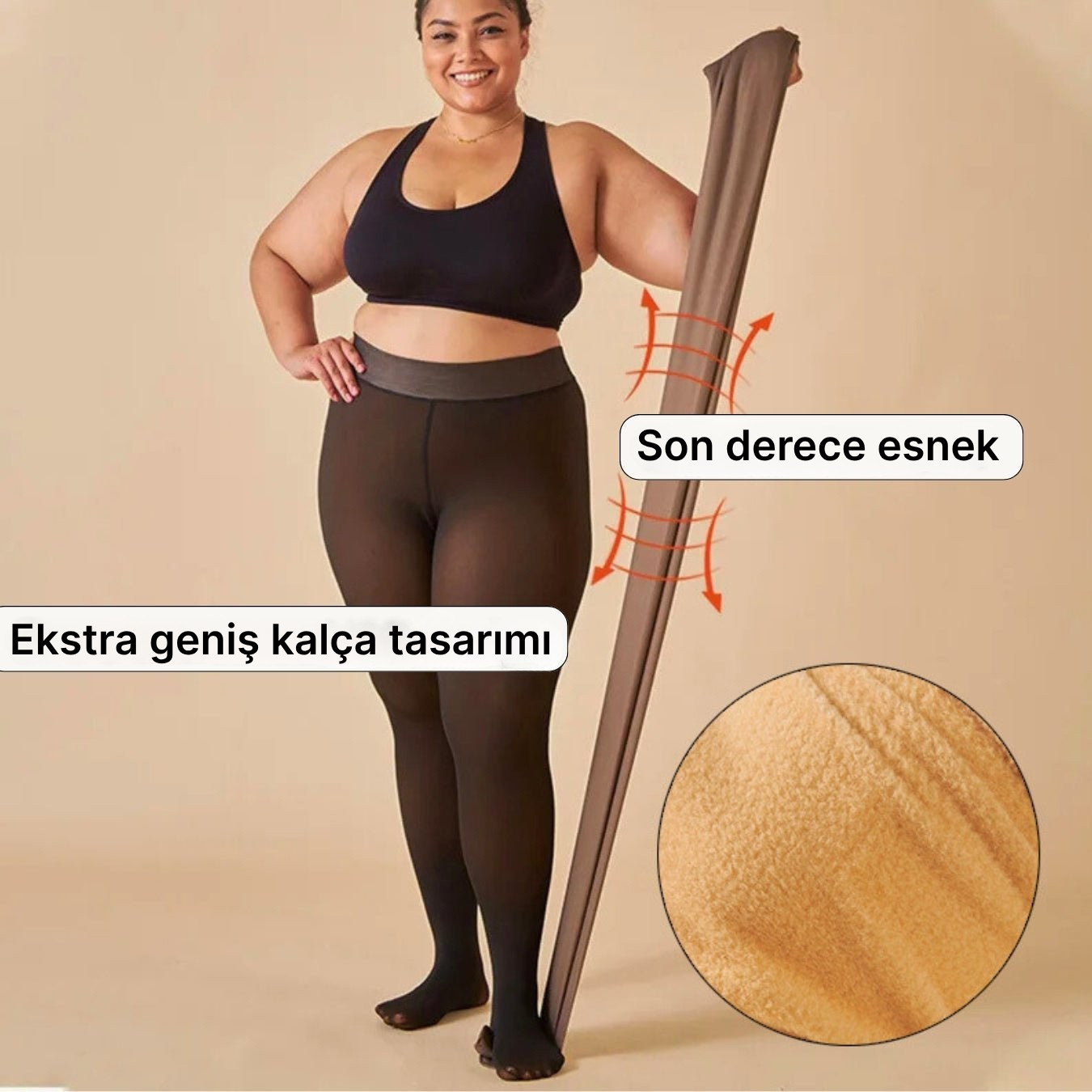 Çorap Görünümlü Kışlık Peluş Tayt